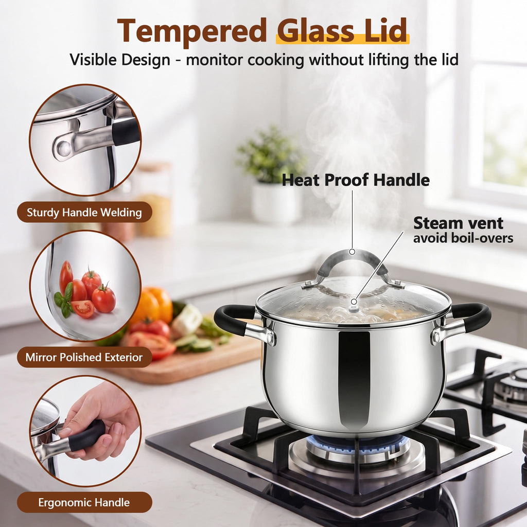 4 Quart Stainless Steel Stock Pot with Lid B1393