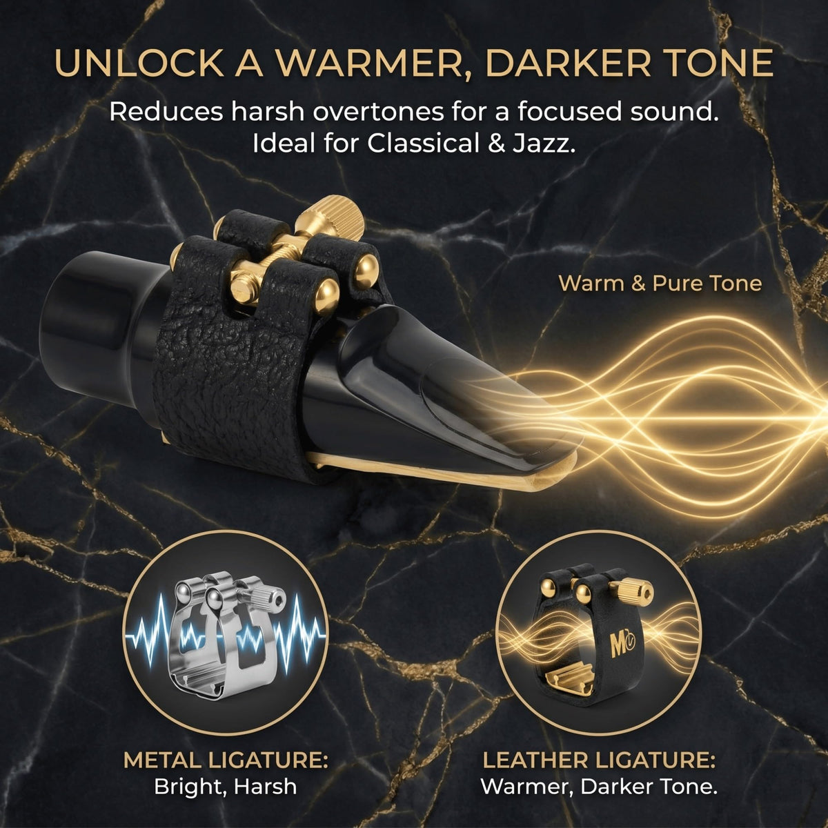 Adjustable Single-Screw Leather Alto Saxophone Ligature S7741