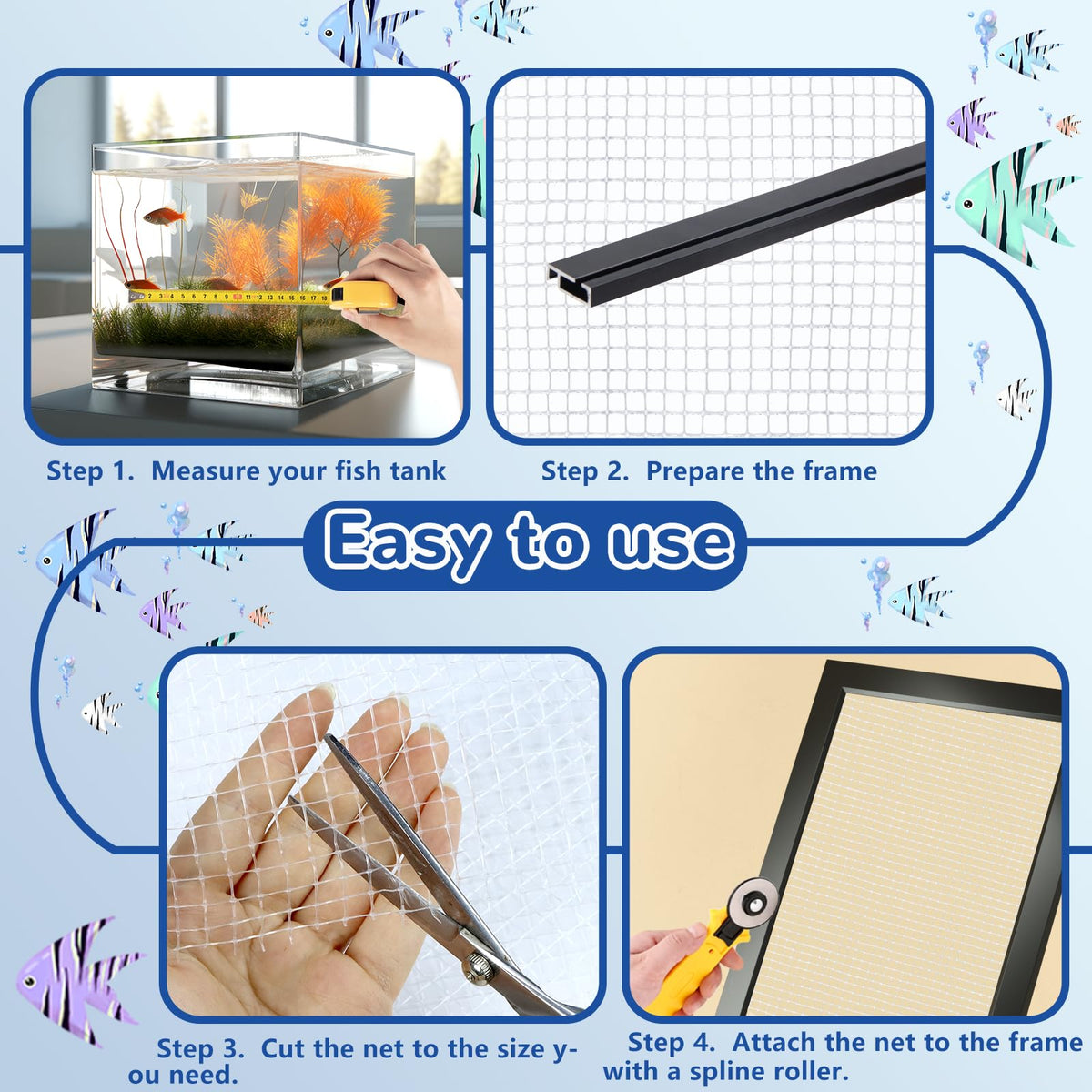 4 x 5 feet Clear Mesh Netting Aquarium Lid B8024