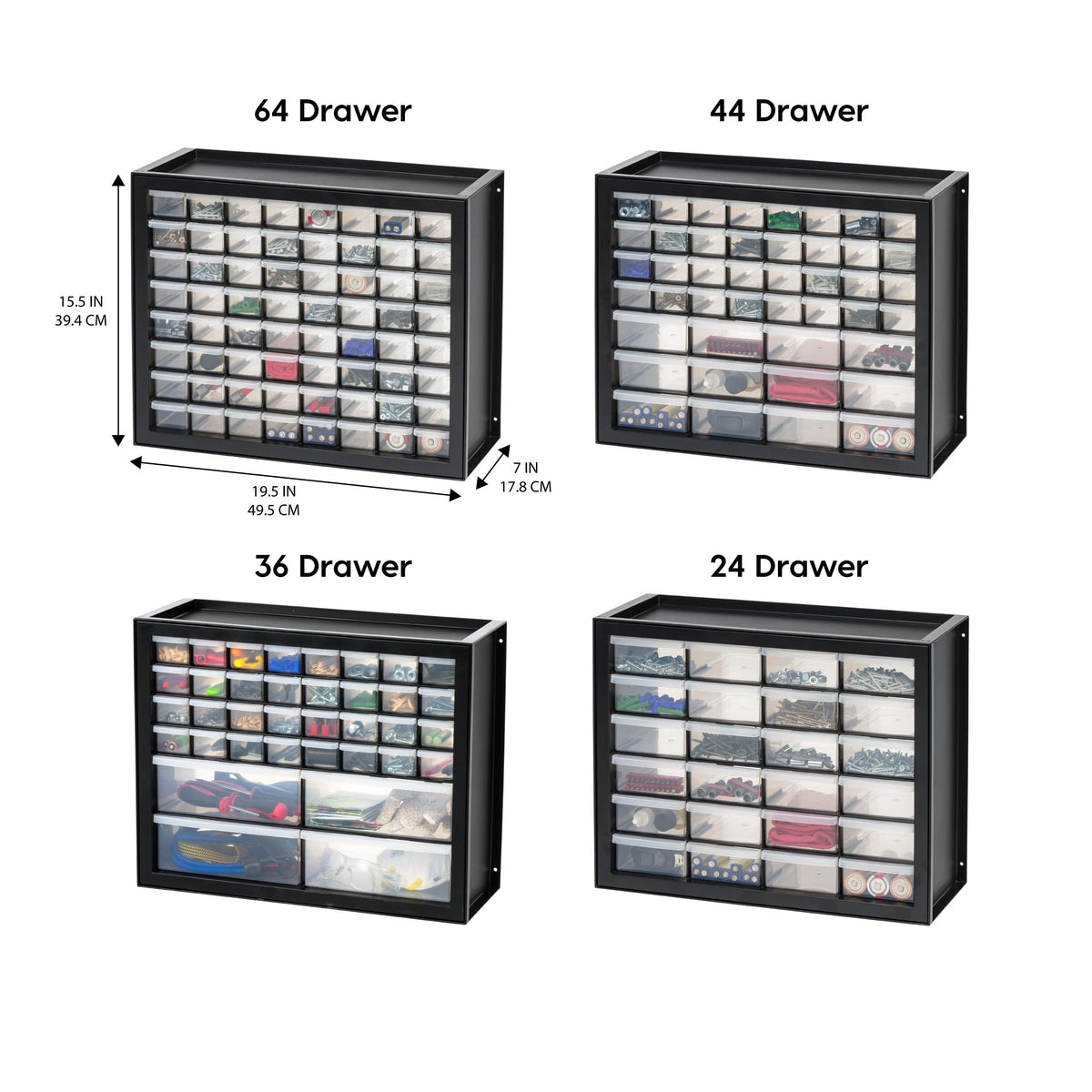 Black 44-Drawer Small Parts Storage Cabinet U380