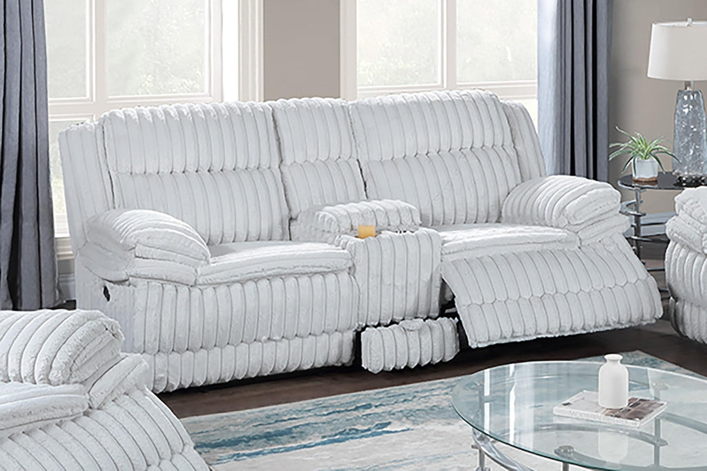 Light Gray Corduroy Manual Motion Loveseat P5617