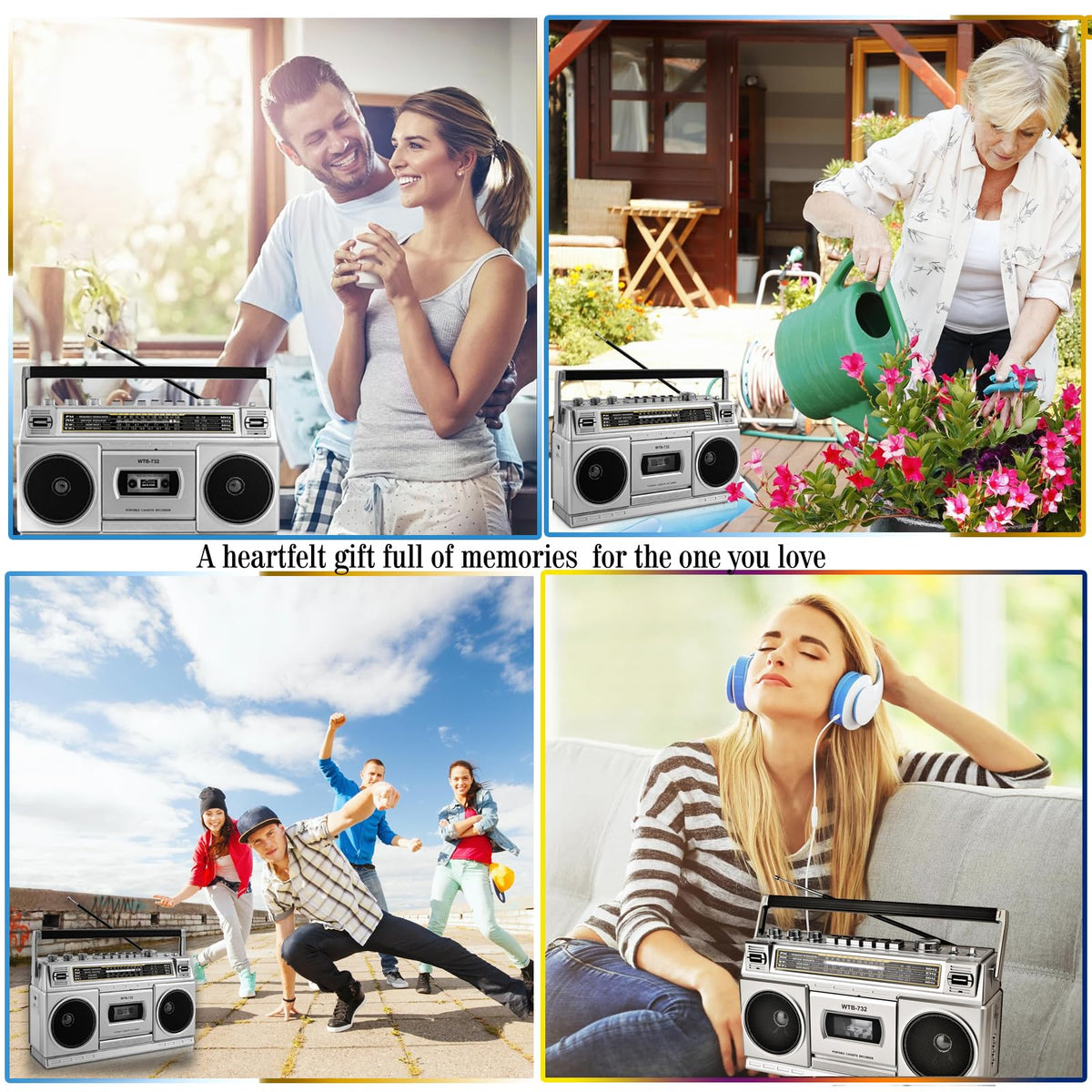 Portable Boombox with Cassette Player Recorder D73289