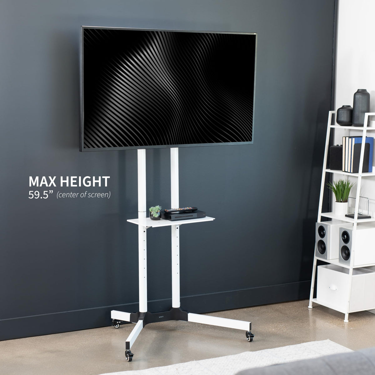 Mobile TV Cart for 32 to 83 inch Screens up to 110 lbs, White Y263