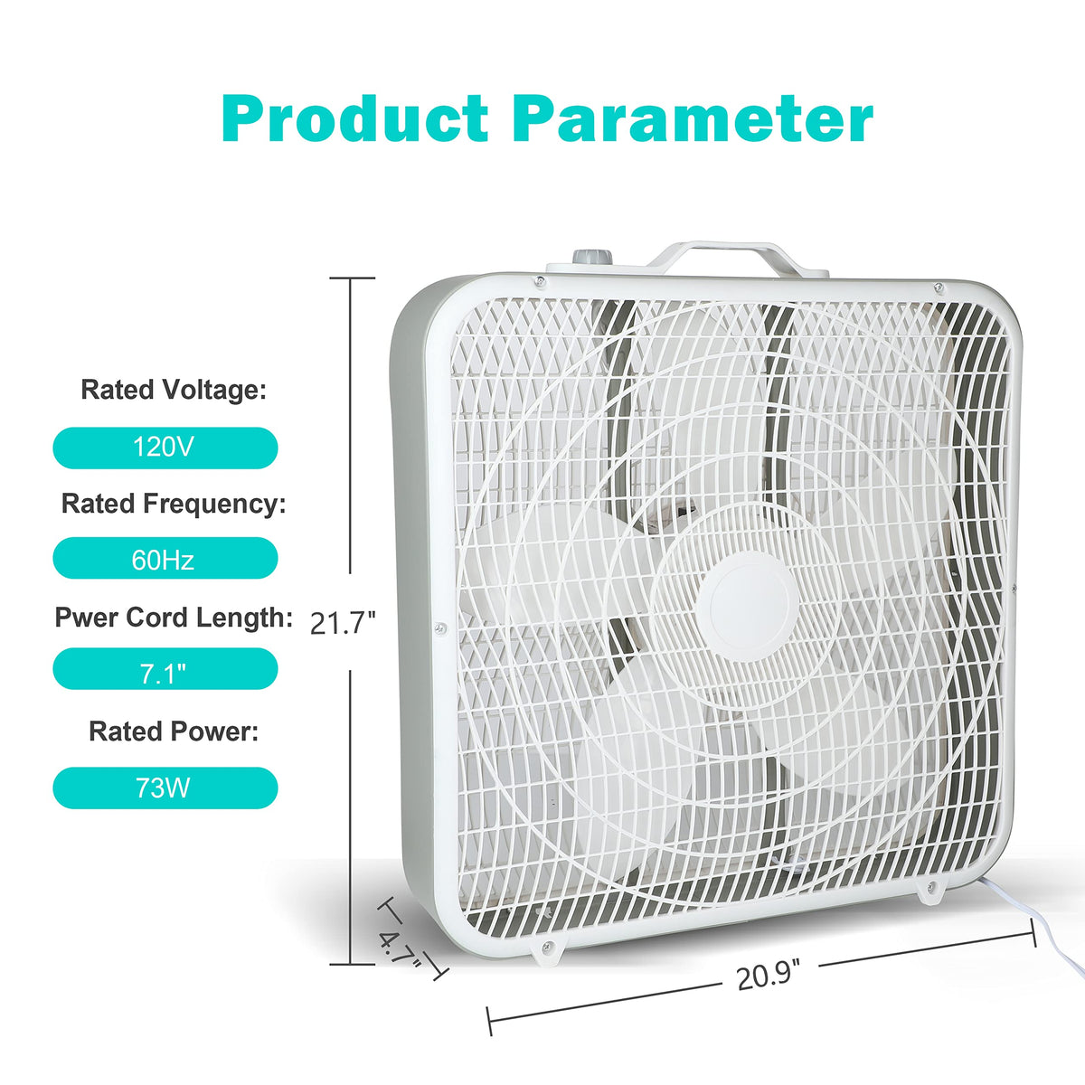 20'' 3-Speed Box Fan with Carry Handle I69230