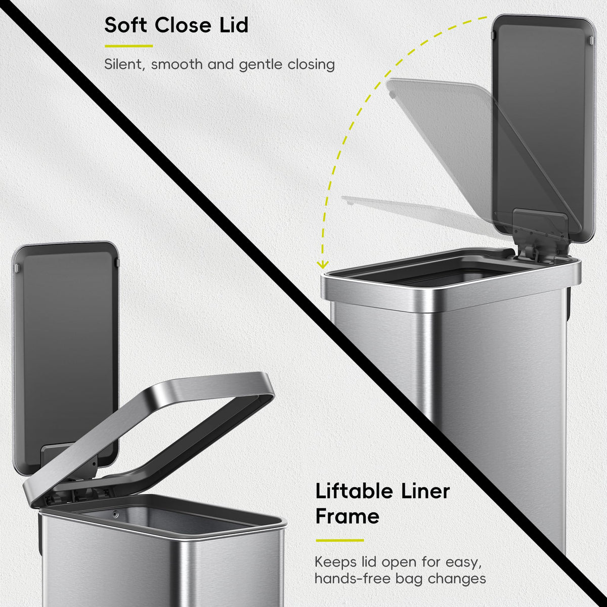 50L Stainless Steel Step Kitchen Trash Can with Lid K256741