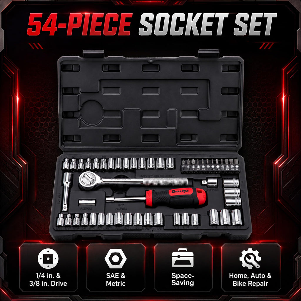 54-Piece Mechanic Tool Set with SAE & Metric Sockets Q88810