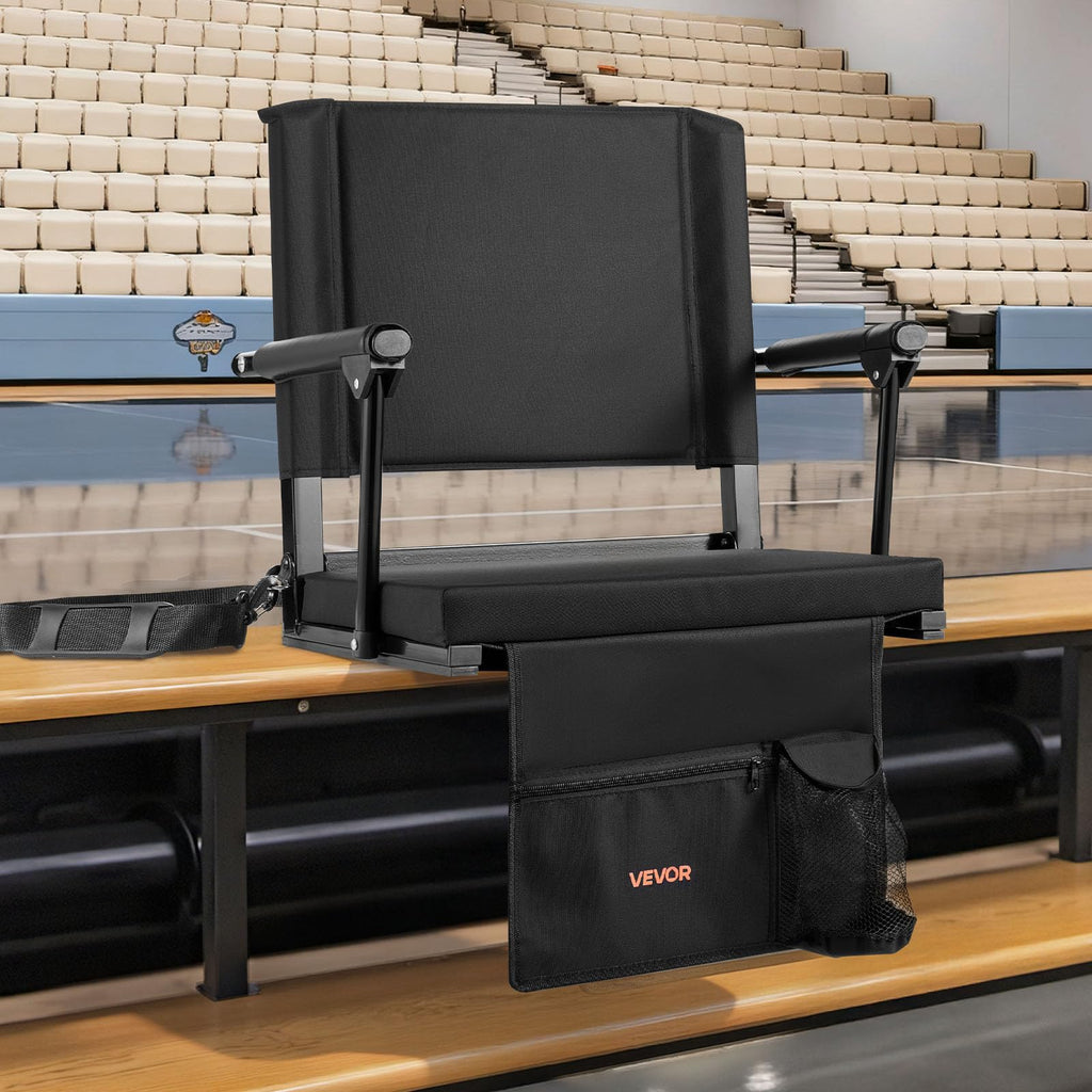 Portable Bleacher Seat with Armrest, Back Support and Cup Holder, Black S187597