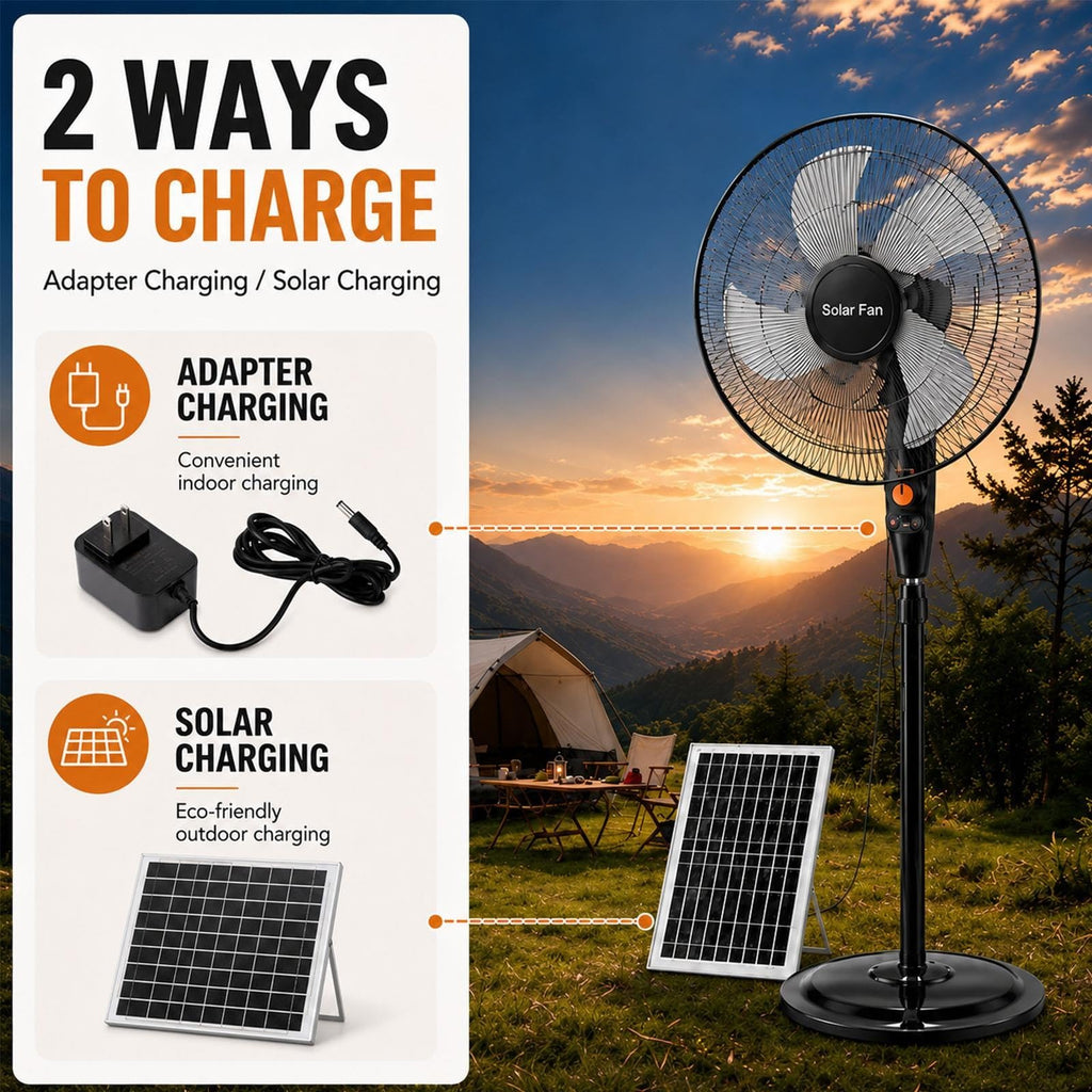 Rechargeable Pedestal Fan with Solar Panel E6841