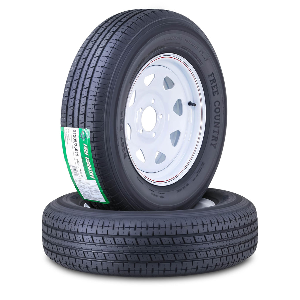 Trailer Tire Wheel ST205/75R15 8PR 5X4.5 White Spoke Pk2 F375