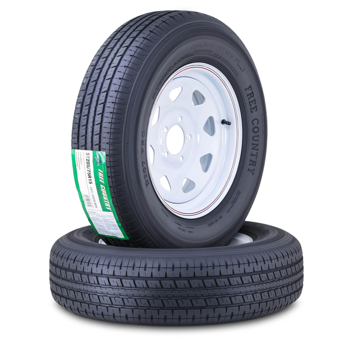 Trailer Tire Wheel ST205/75R15 8PR 5X4.5 White Spoke Pk2 F375