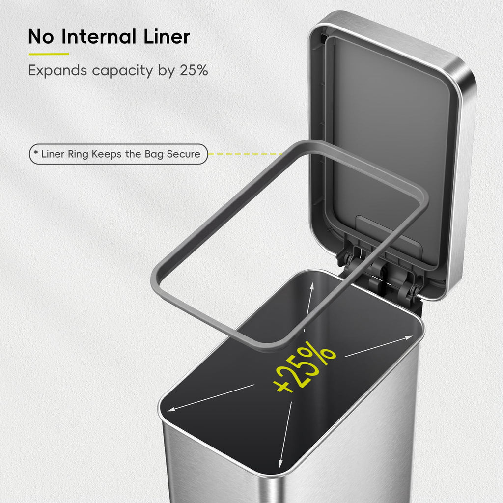 50L Stainless Steel Step Kitchen Trash Can with Lid K256741
