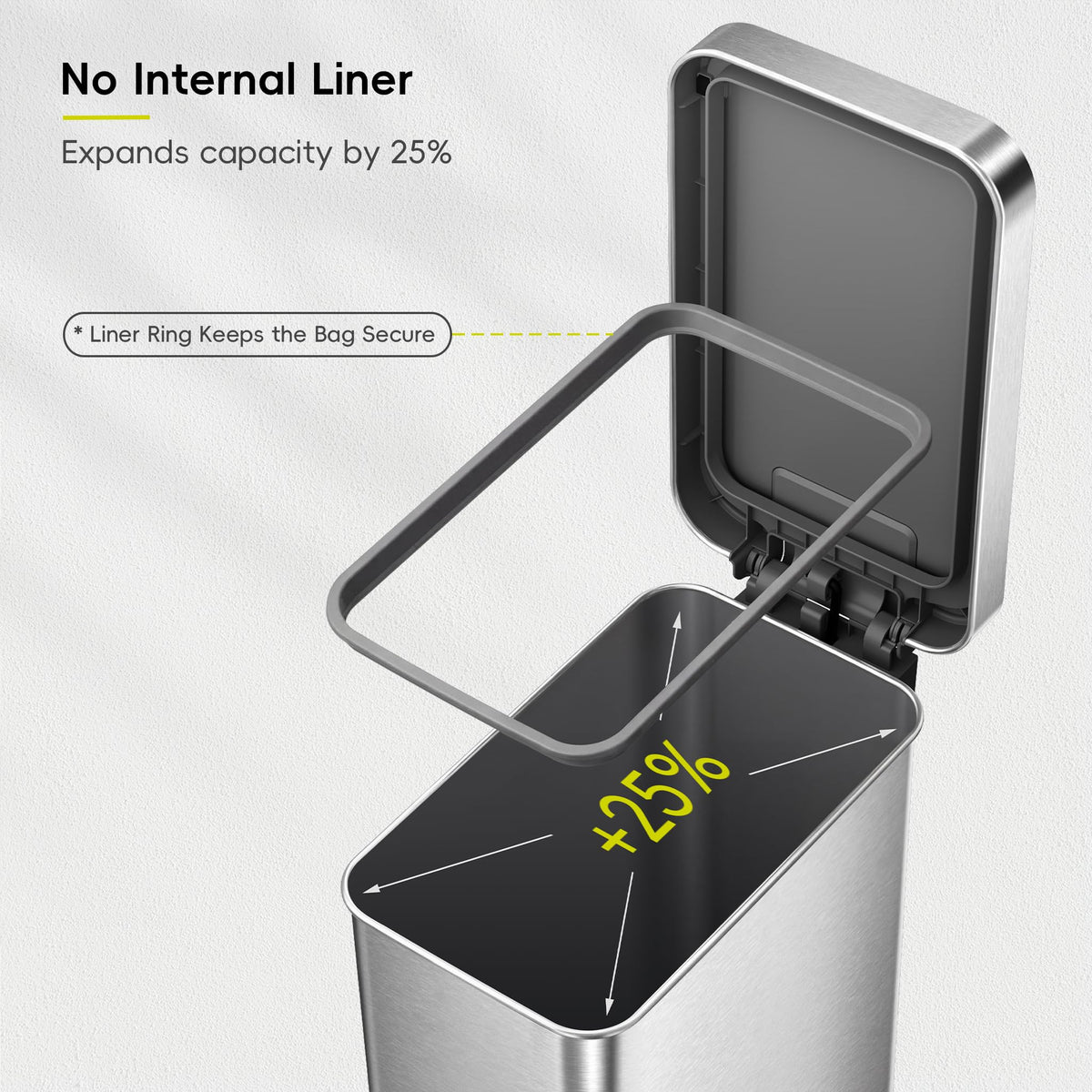 50L Stainless Steel Step Kitchen Trash Can with Lid K256741