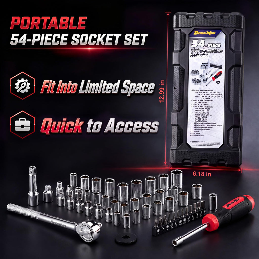 54-Piece Mechanic Tool Set with SAE & Metric Sockets Q88810