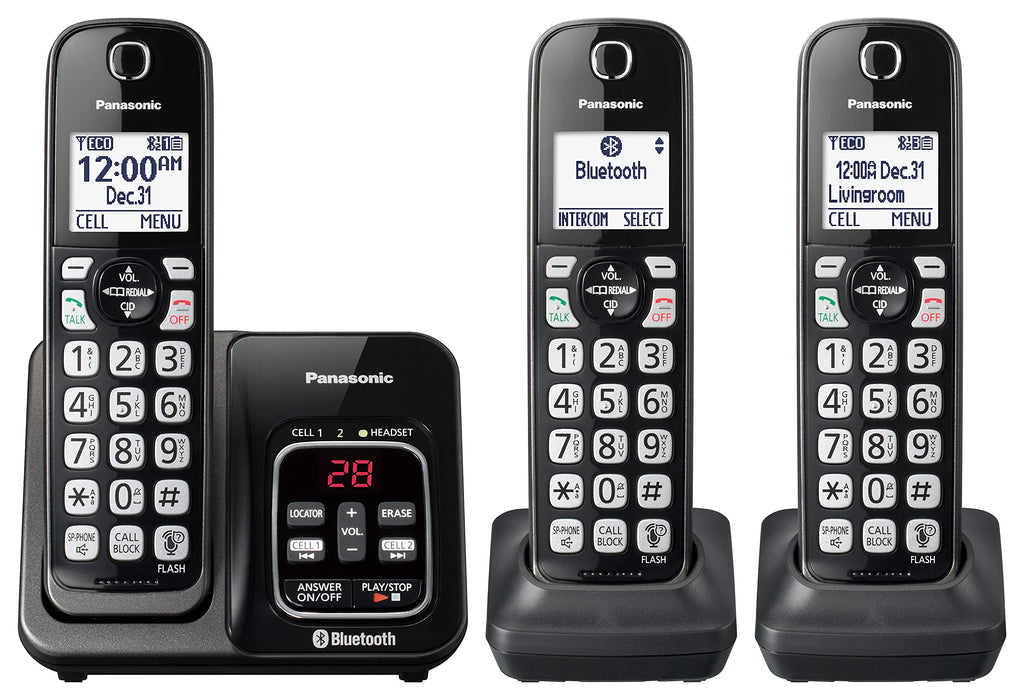 Expandable Cordless Phone System with Answering Machine, 3 Handsets A551869