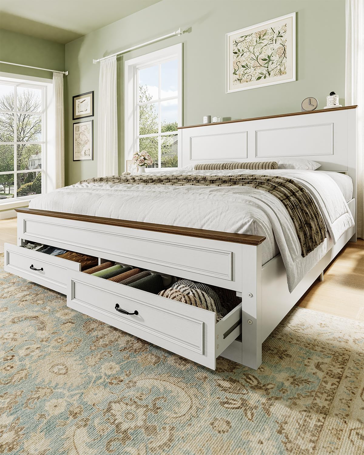 Full Size Platform Bed Frame with Headboard P558