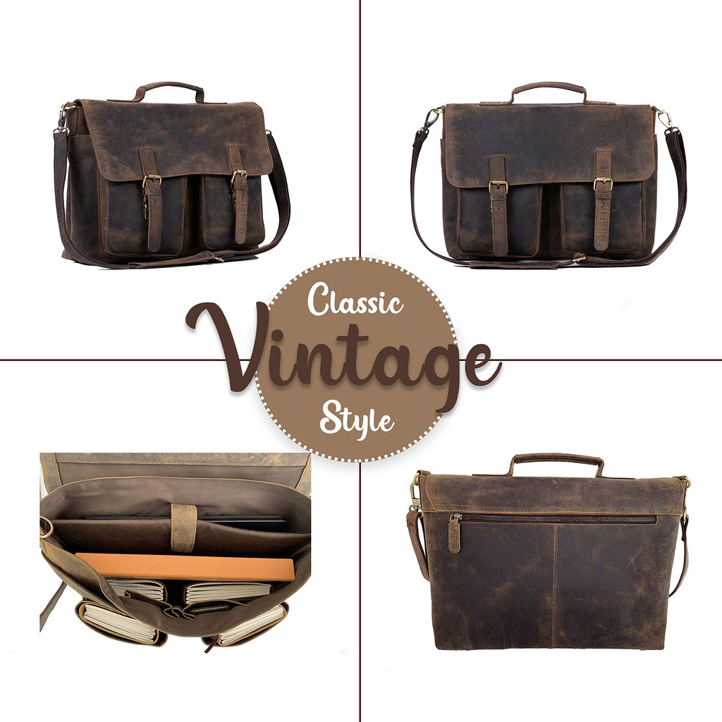 18 Inch Leather Messenger Bag W9862