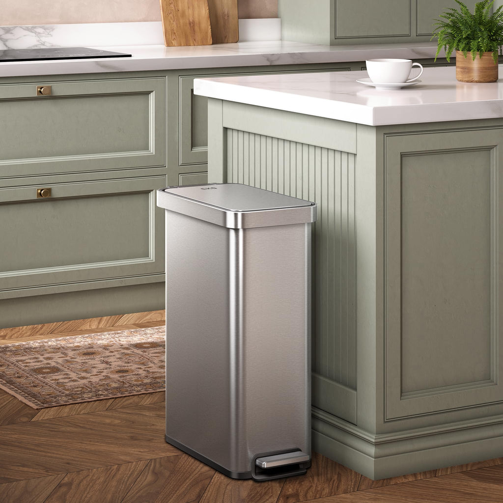 50L Stainless Steel Step Kitchen Trash Can with Lid K256741