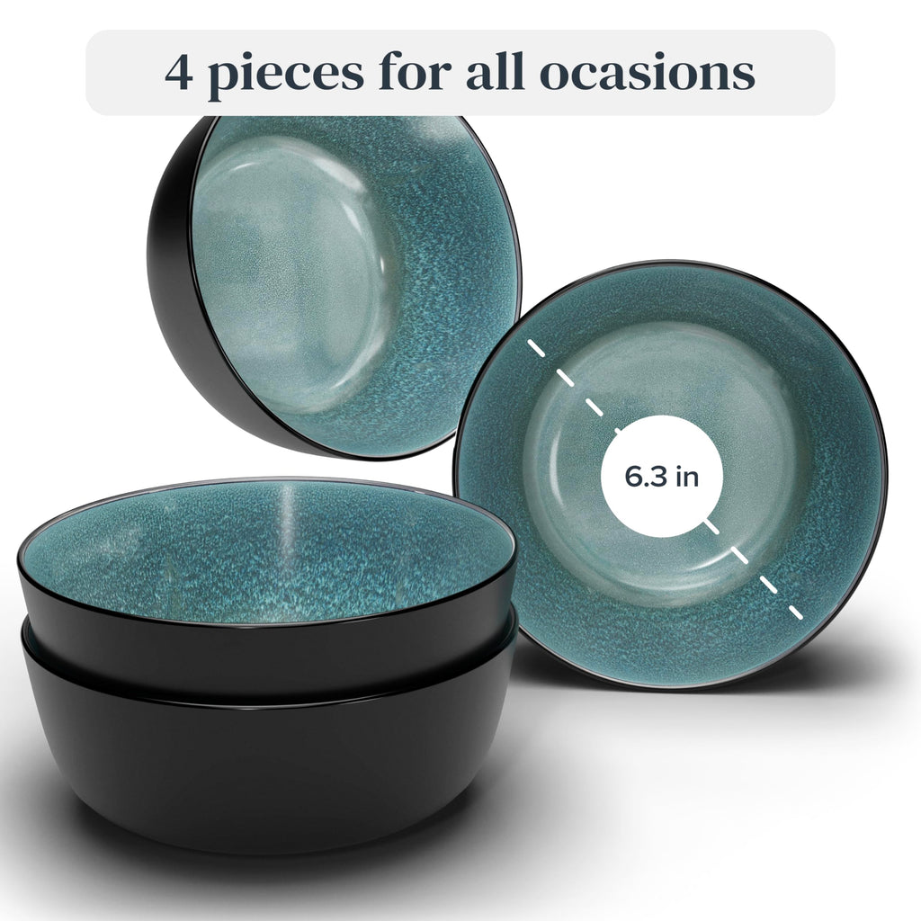 Stoneware Cereal Bowls Set of 4, 27 oz Ceramic Soup Bowl I907813