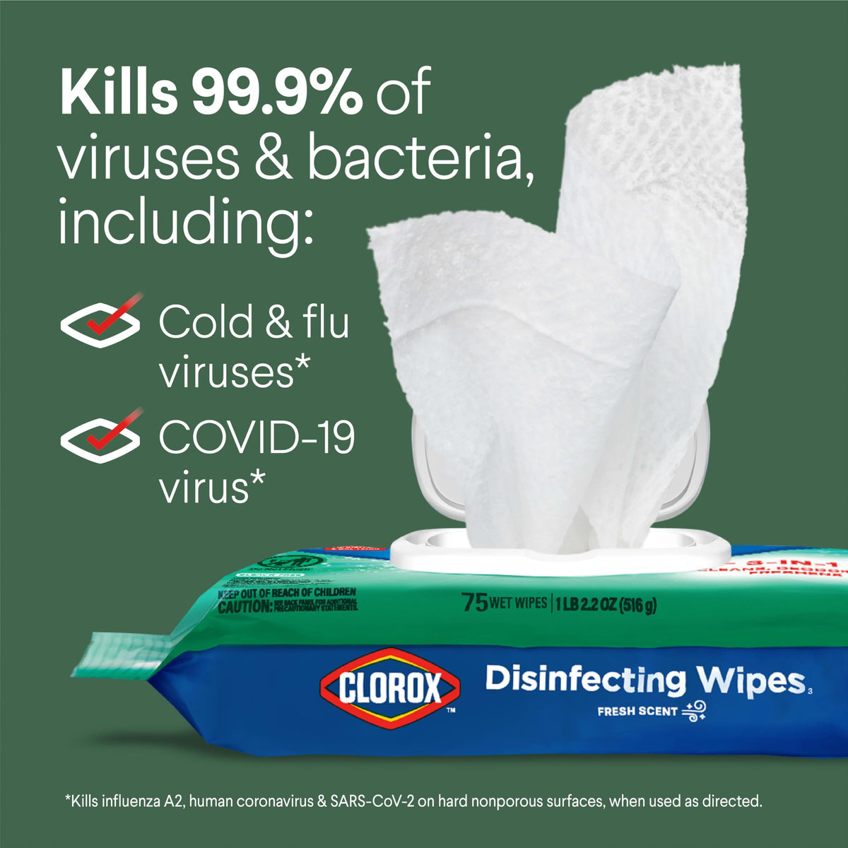 Disinfecting Wipes Fresh Scent 75 Count 3 Pack W299