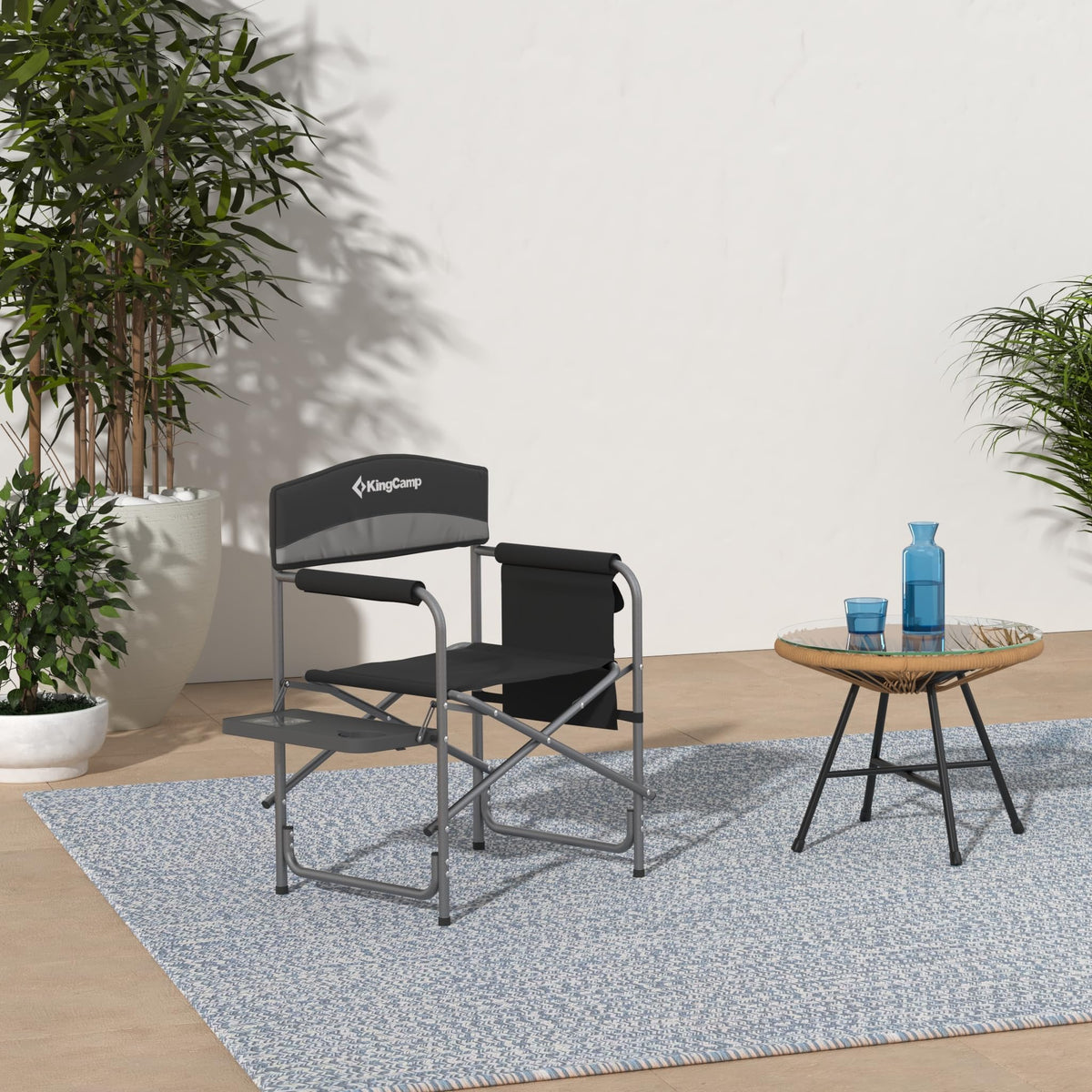 Heavy Duty Padded Folding Camping Chair with Side Table S240103