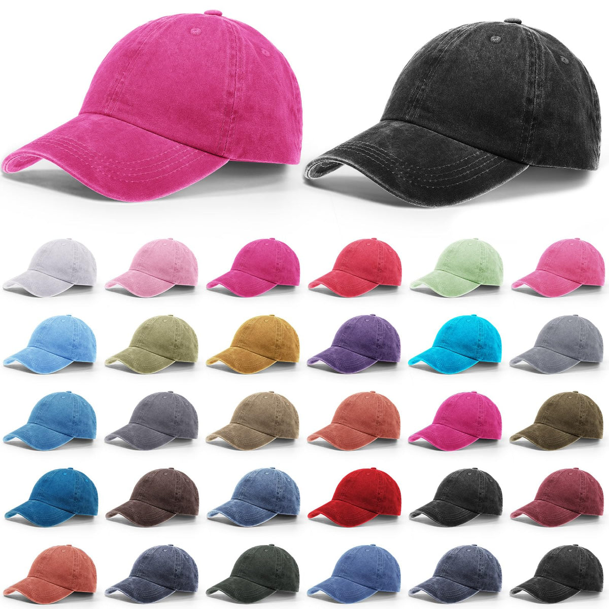 30 Pack Washed Denim Distressed Adjustable Cotton Baseball Cap F620232