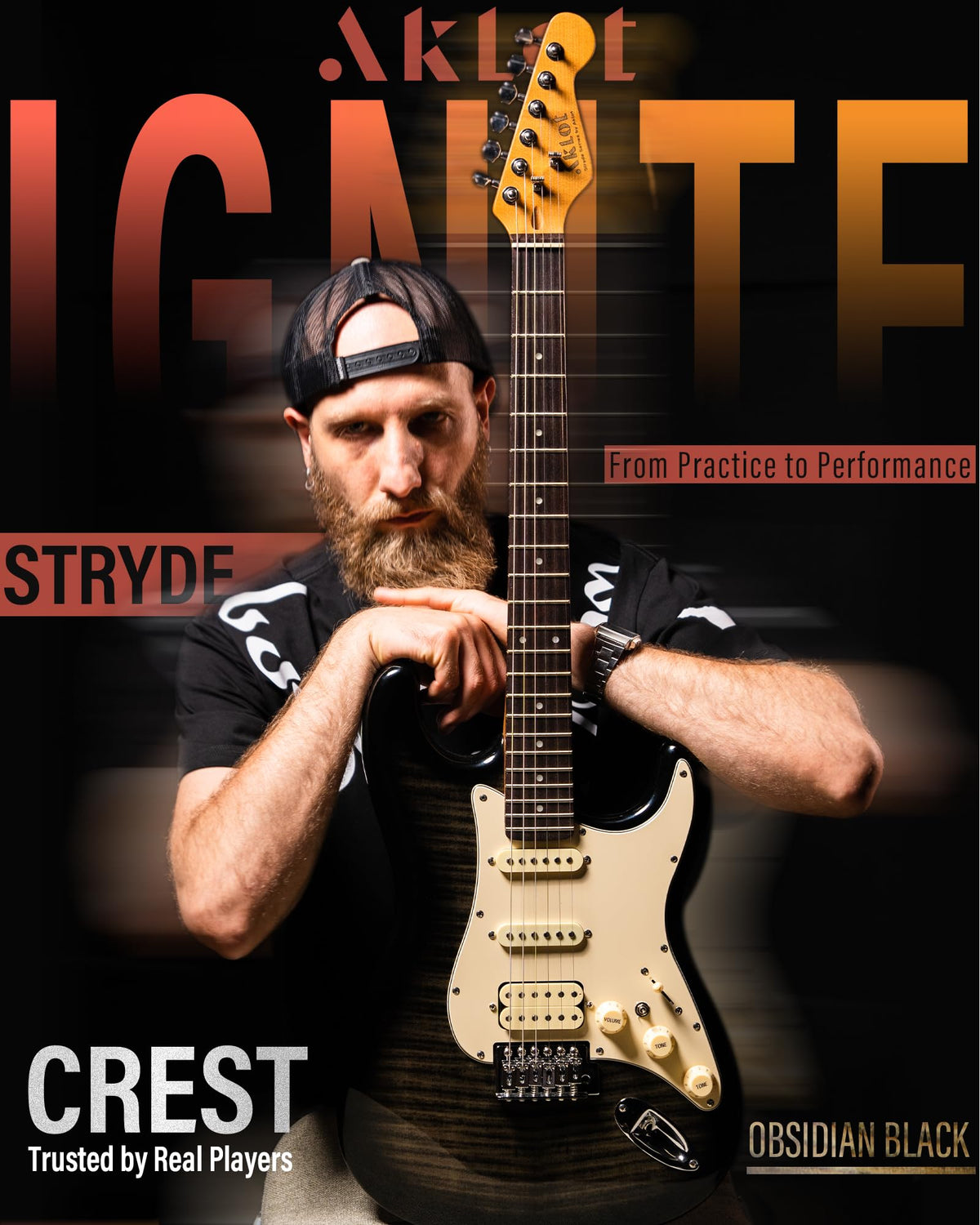 Beginner Electric Guitar Kit with 10W Amp, HSS Pickups, Gig Bag, Tuner, Strap, Picks, Black C577721