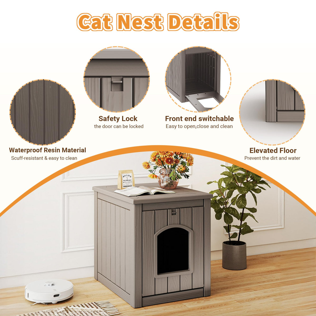 Gray Outdoor Cat House P5771