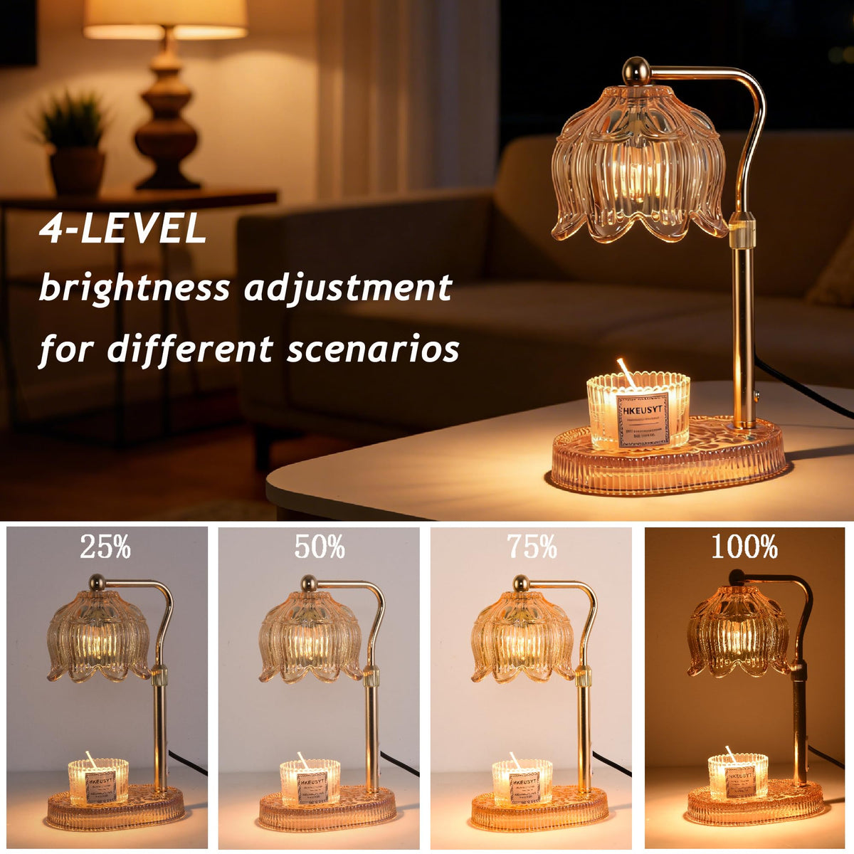 Amber Dimmable Height Adjustable Candle Warmer Lamp E765917