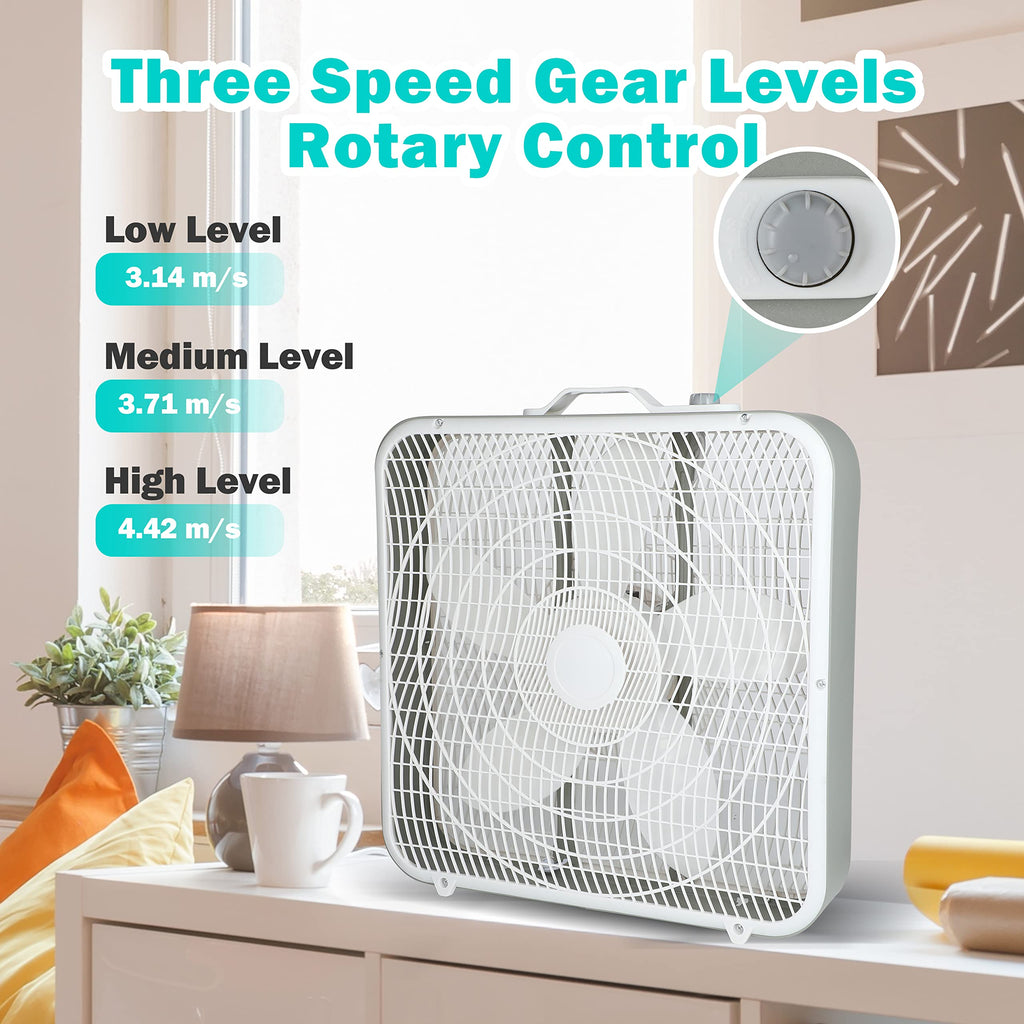 20'' 3-Speed Box Fan with Carry Handle I69230