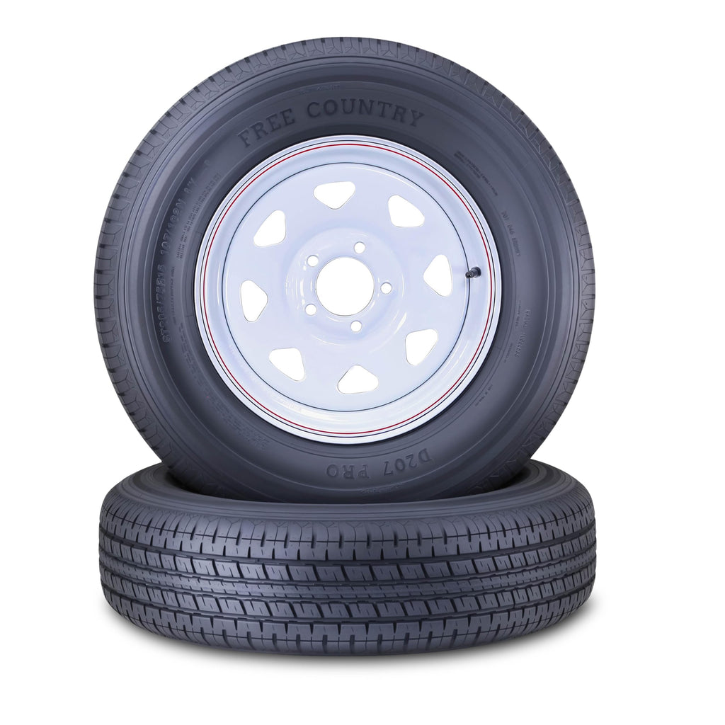 Trailer Tire Wheel ST205/75R15 8PR 5X4.5 White Spoke Pk2 F375