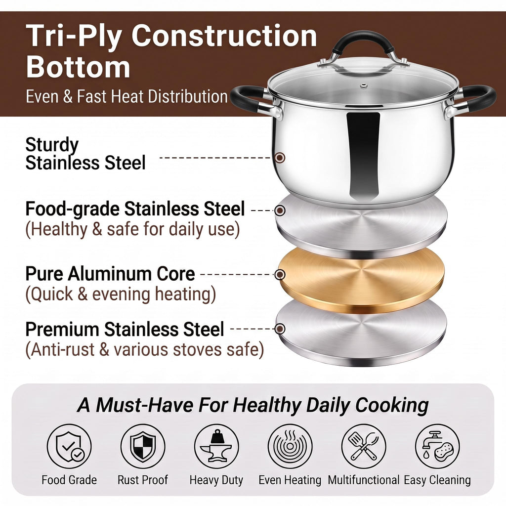 4 Quart Stainless Steel Stock Pot with Lid B1393