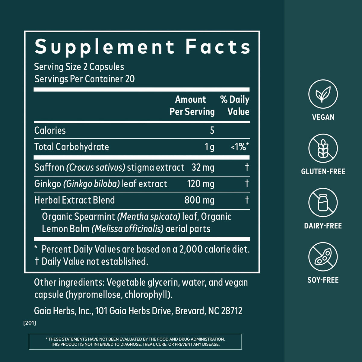 40 Vegan Capsules Nootropic Focus P317752