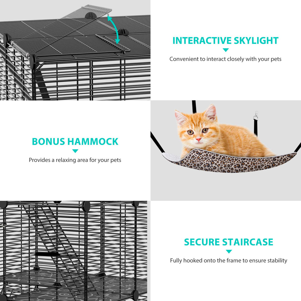 3-Tier Metal Wire Cat Cage with Hammock J2111