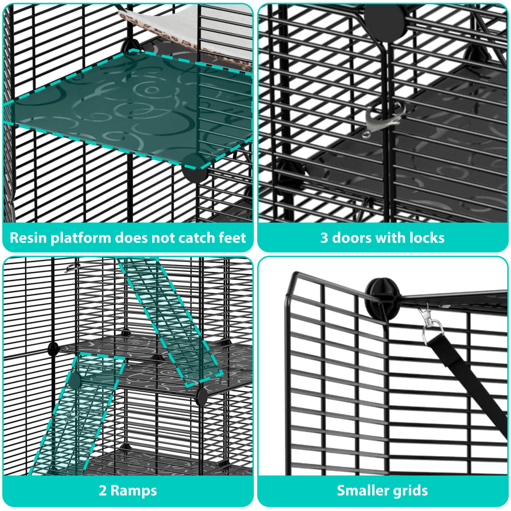 3-Tier Metal Wire Cat Cage with Hammock J2111