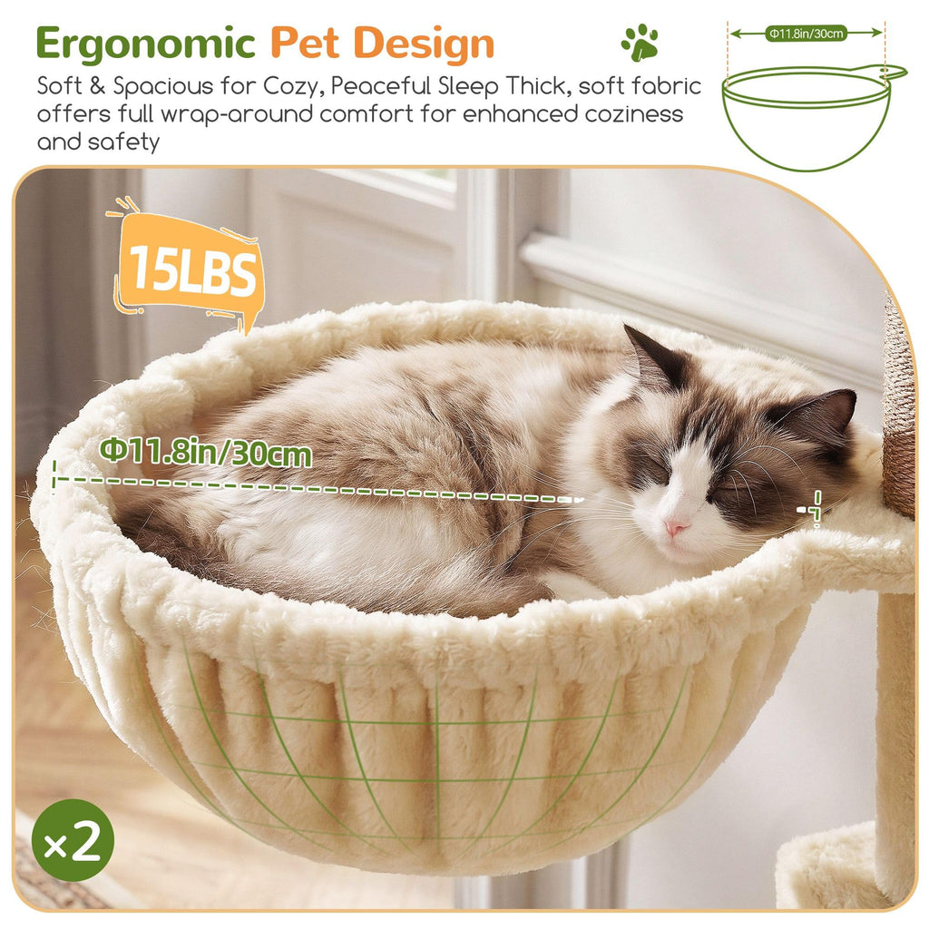 70 Inch Beige Cat Tower with Scratching Post F736952