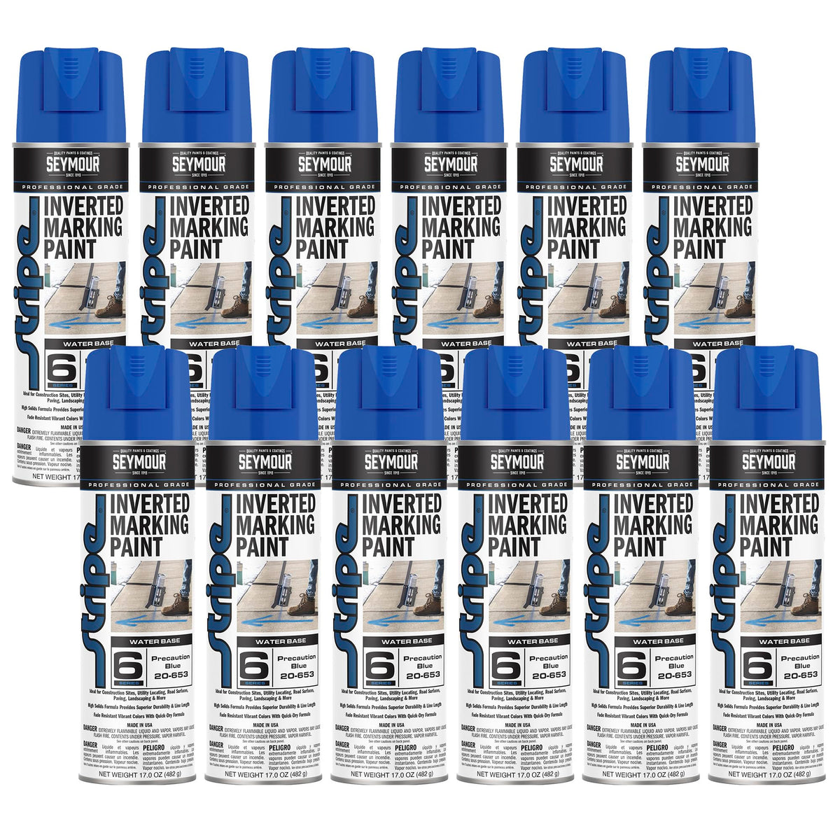 Precaution Blue Inverted Ground Marking Paint, 17 oz (Pack of 12) A97770