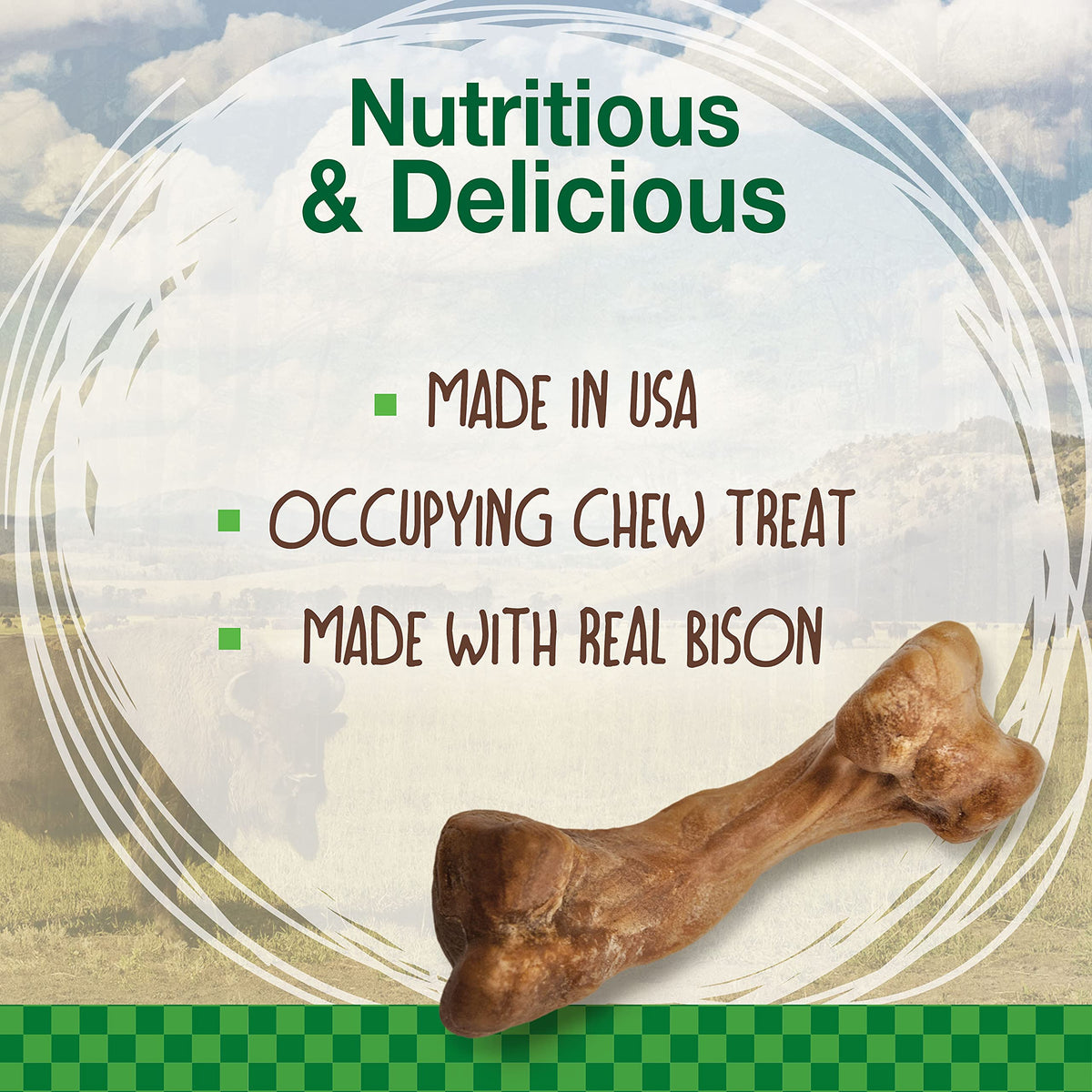 Bison Flavor Medium Dog Treats 2 Count E42629