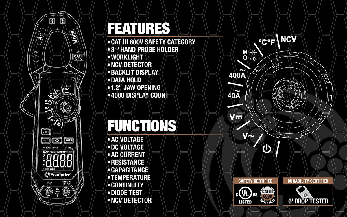 400A AC Clamp Meter with Voltage Tester P207968