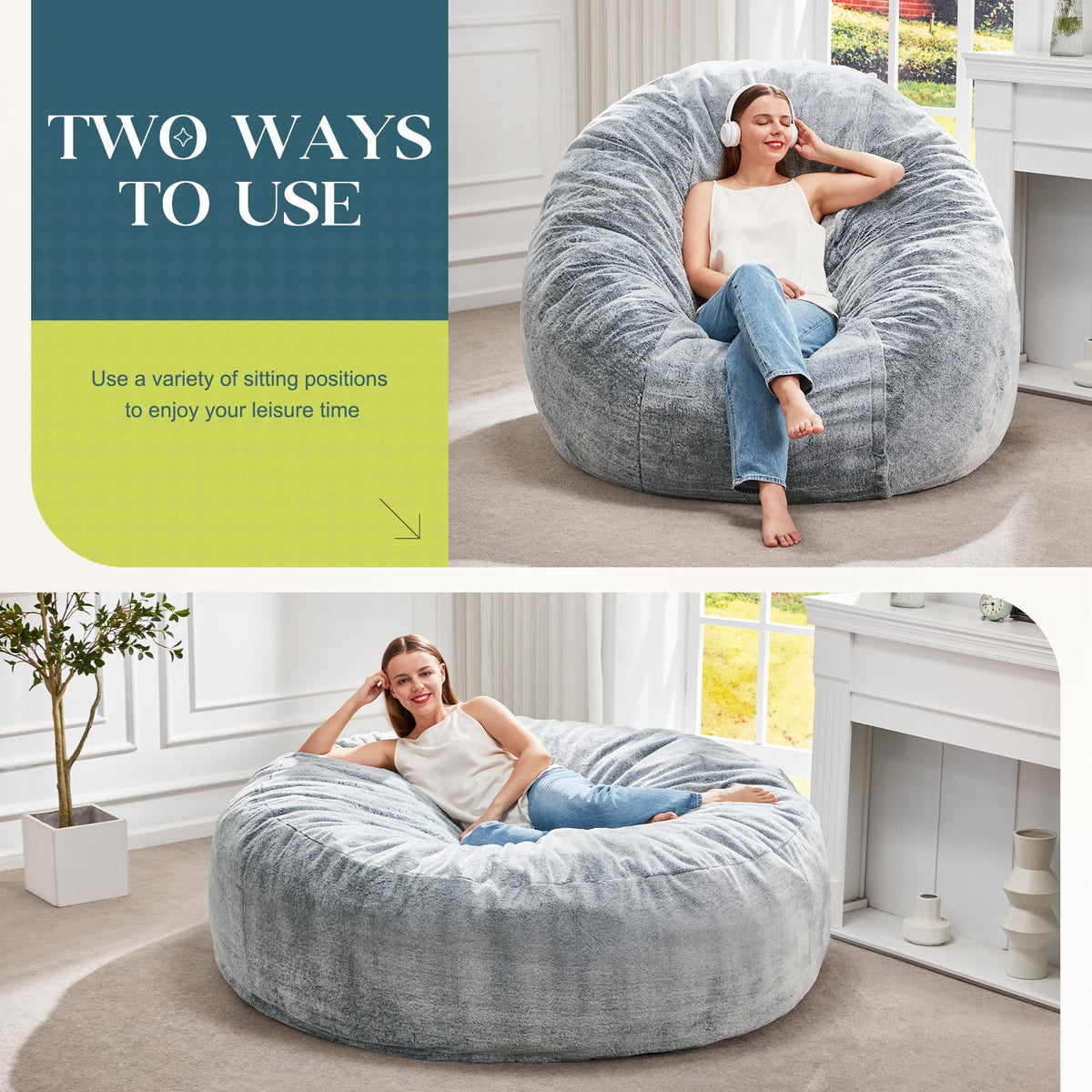 Grey 5FT Bean Bag Chair U899733