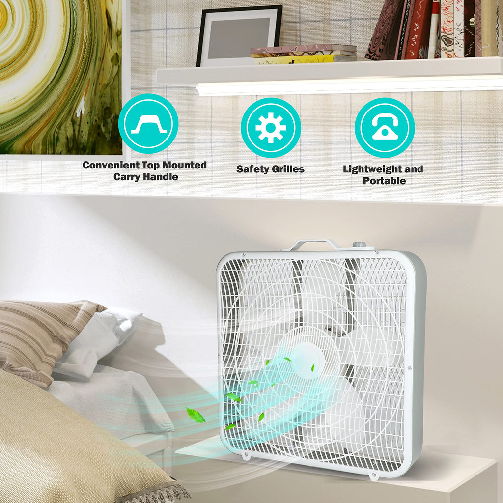 20'' 3-Speed Box Fan with Carry Handle I69230