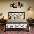 Full Size Brown Metal Bed Frame with Headboard and Footboard A4033