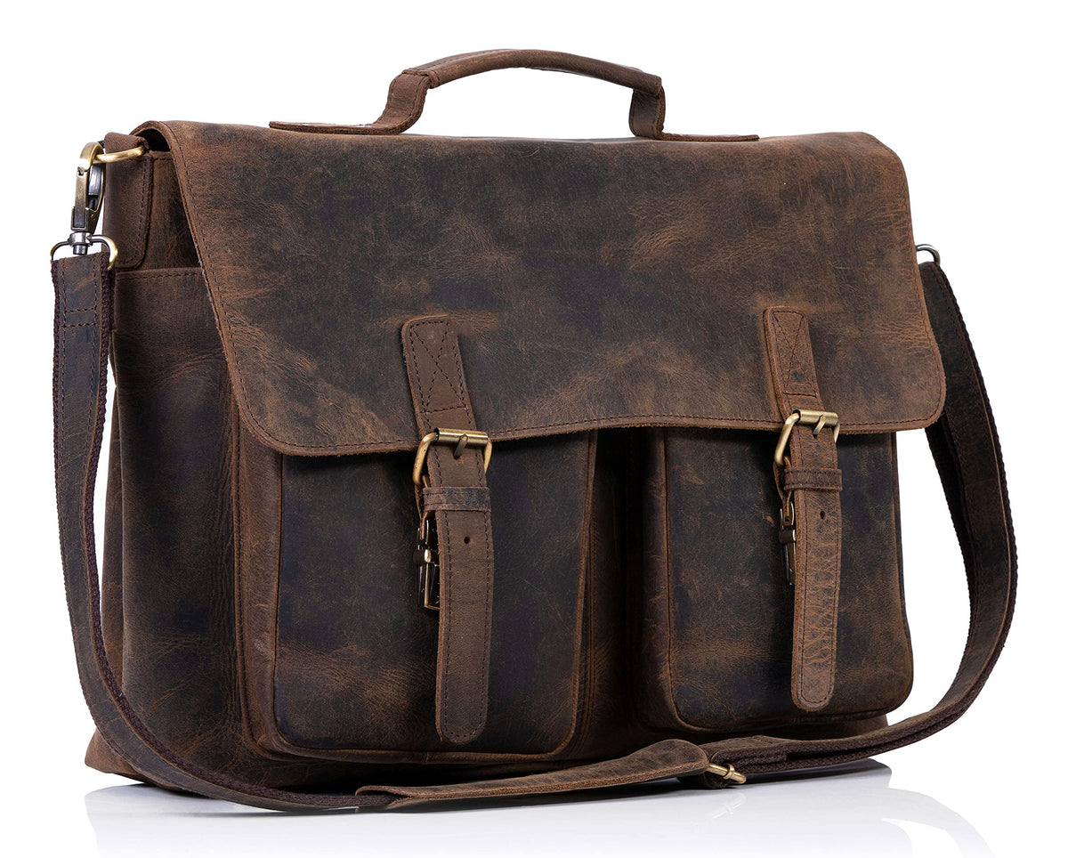 18 Inch Leather Messenger Bag W9862